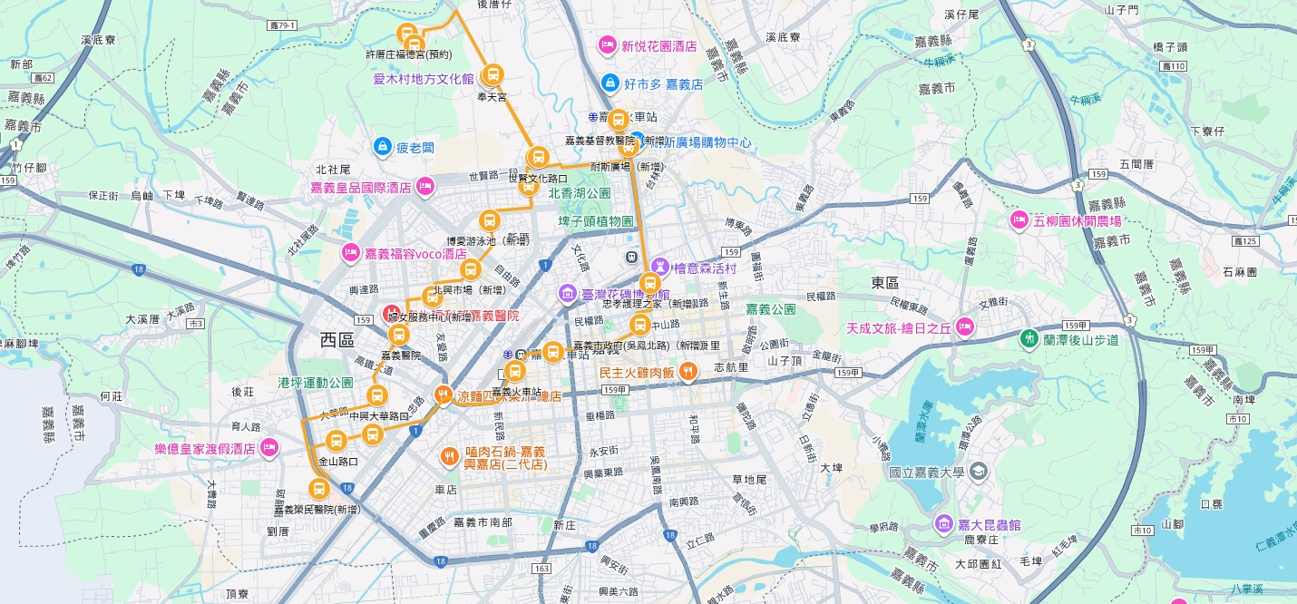 樂活3路公車路線圖-嘉義市公車