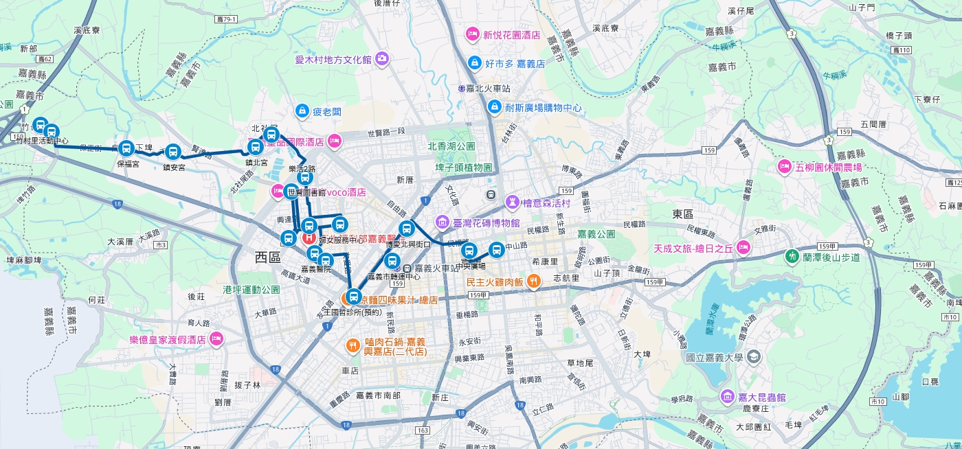 樂活2路公車路線圖-嘉義市公車