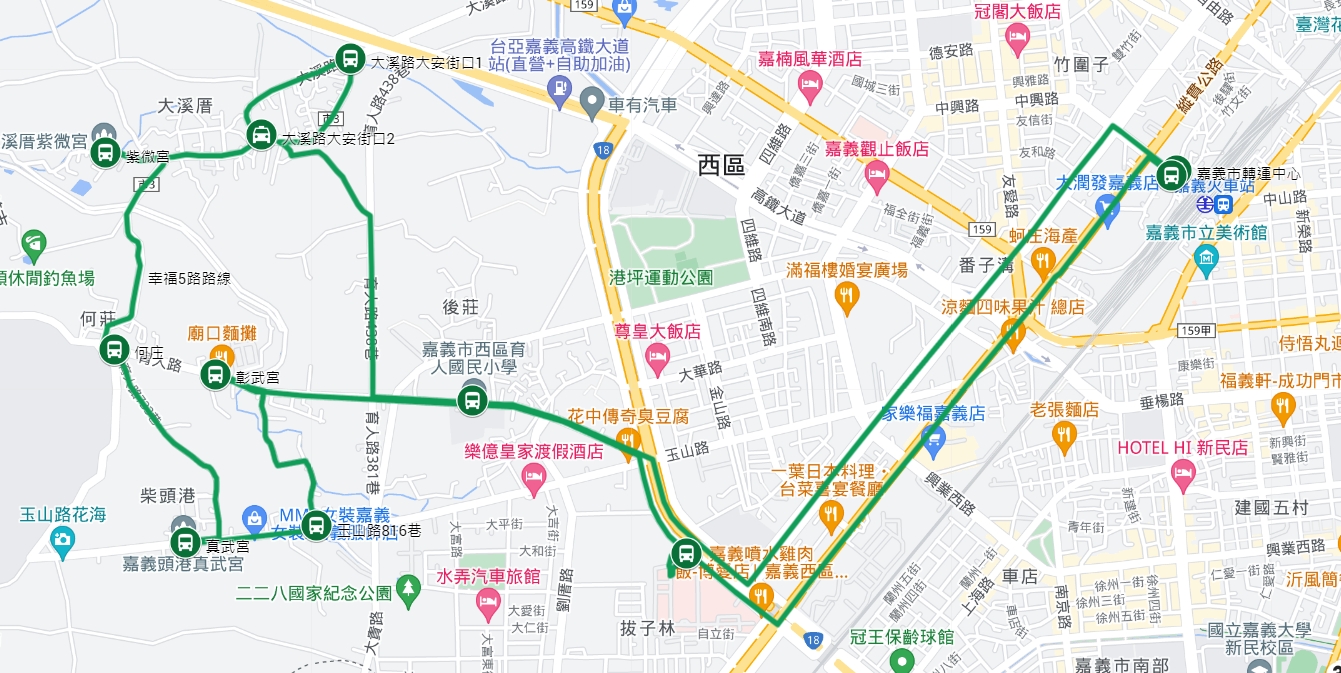 樂活5路公車路線圖-嘉義市公車