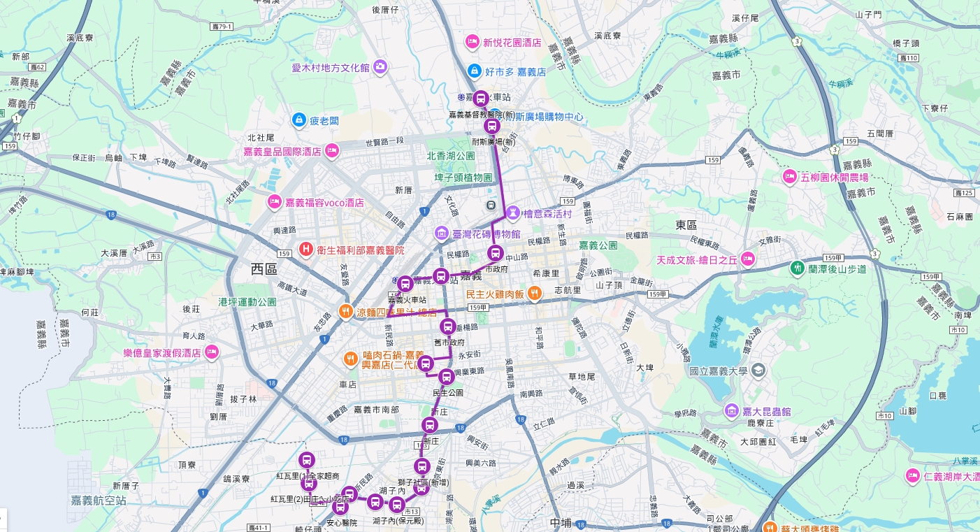 樂活6路公車路線圖-嘉義市公車
