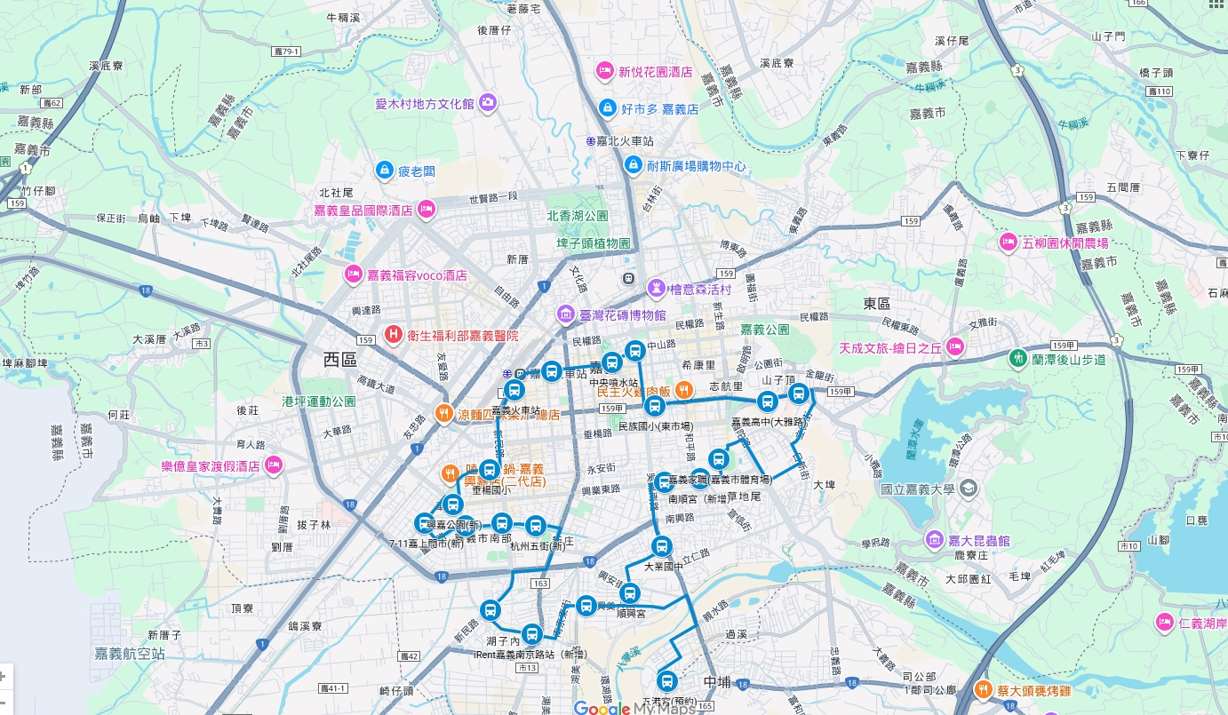 樂活7路公車路線圖-嘉義市公車