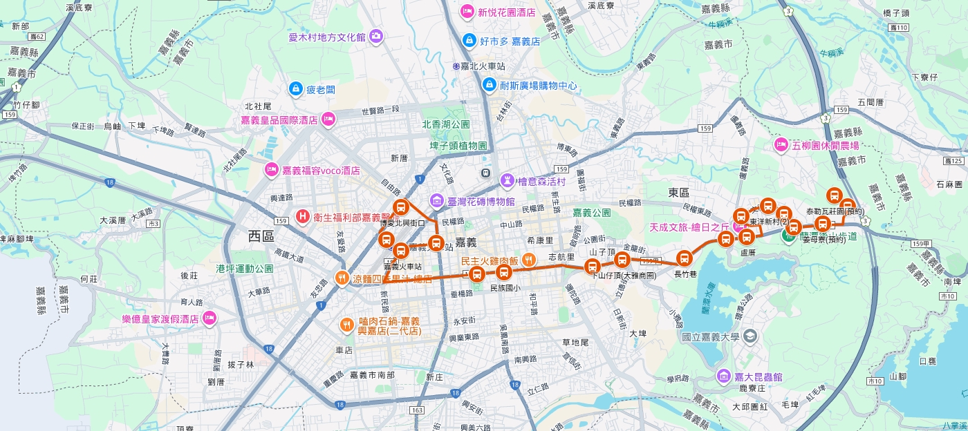 樂活8路公車路線圖-嘉義市公車