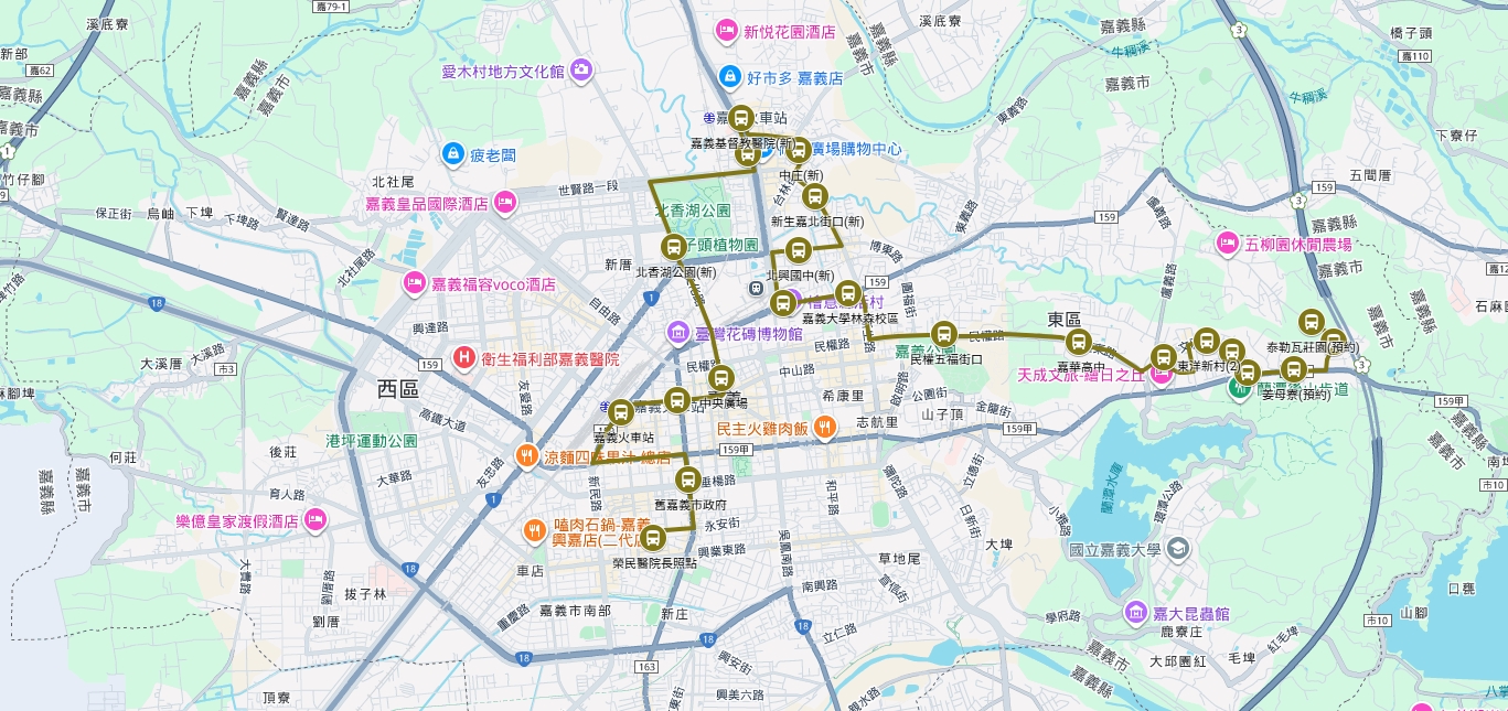 樂活9路公車路線圖-嘉義市公車
