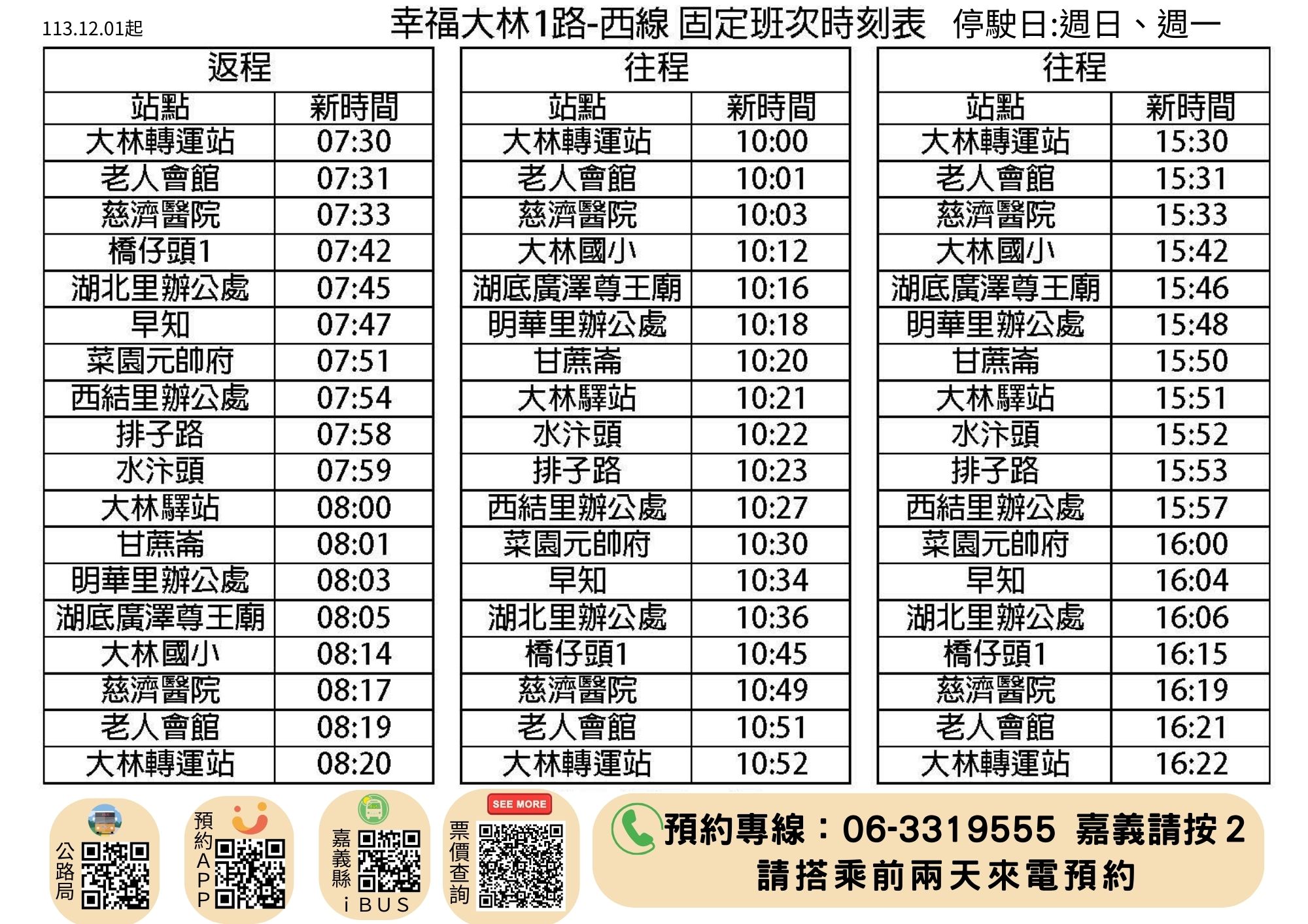 幸福大林1路公車路線圖-嘉義縣公車