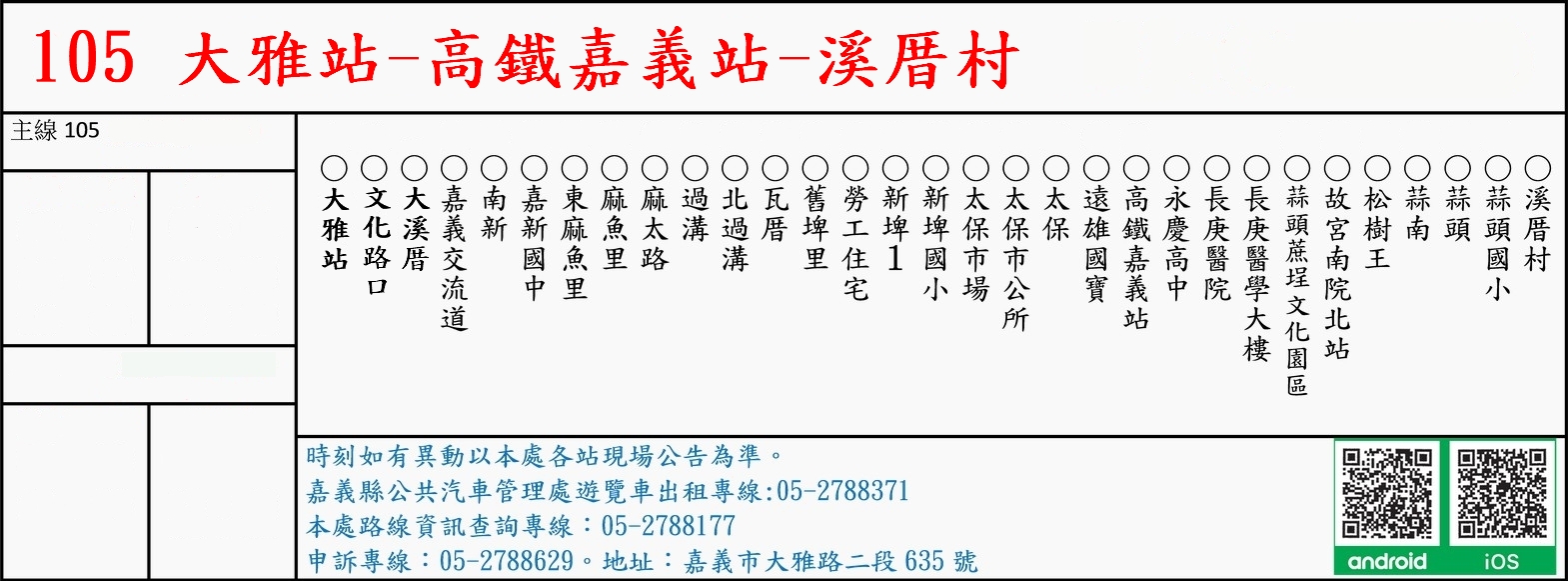 105公車路線圖-嘉義縣公車