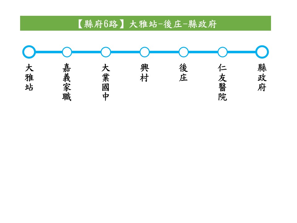 縣府6路Bus Route Map-嘉義縣 Bus
