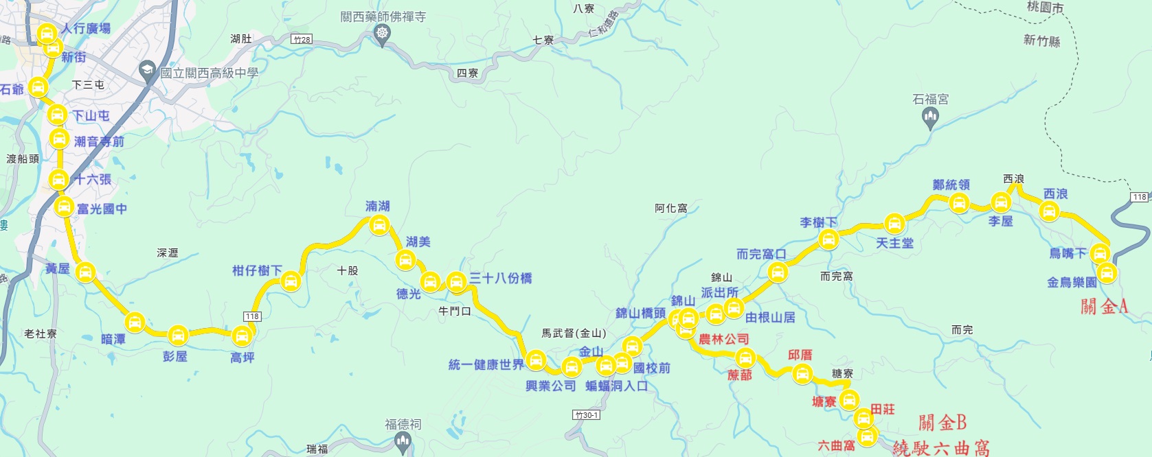 關金線公車路線圖-新竹縣公車