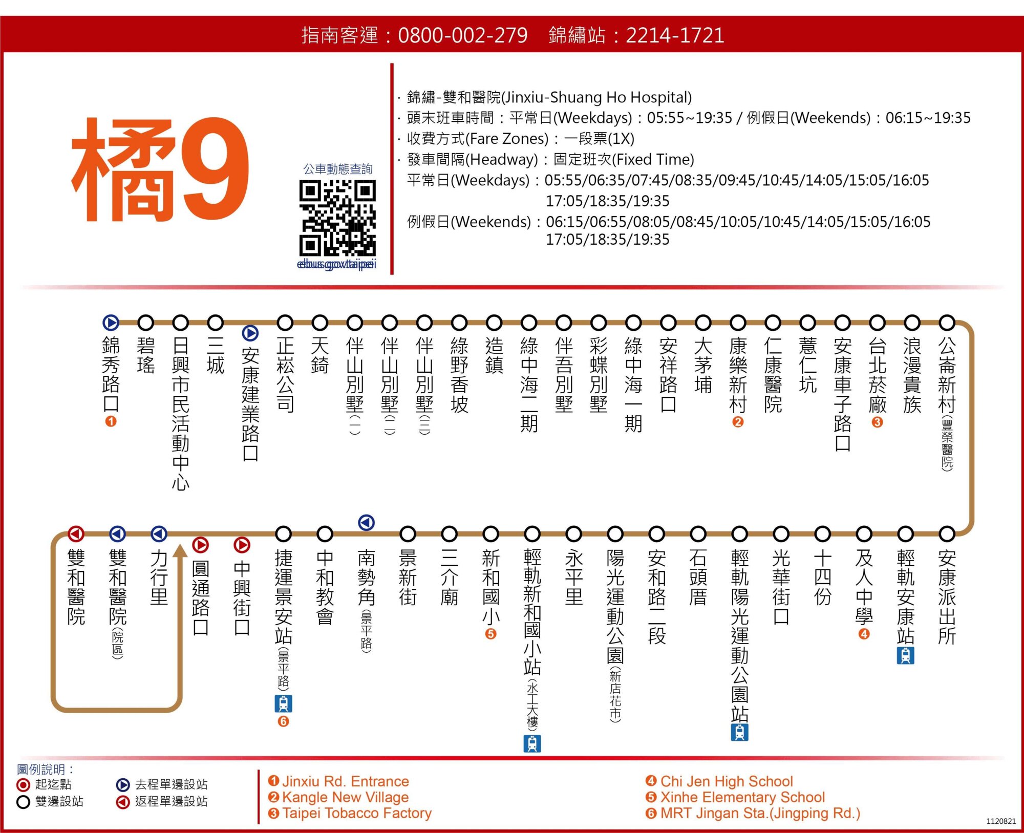 橘9公車路線圖-新北市公車