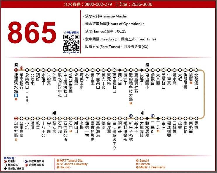 865公車路線圖-新北市公車