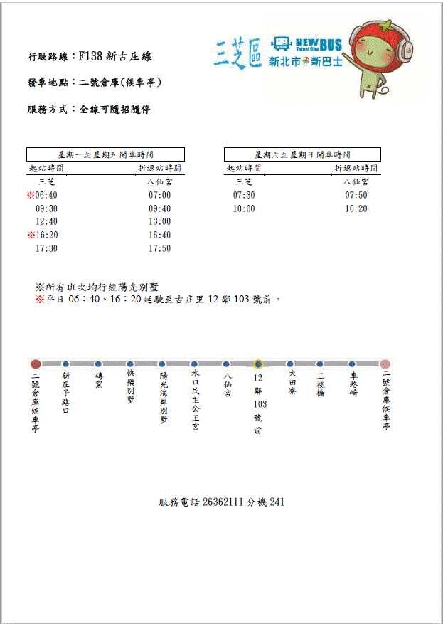 F138newBus Route Map-新北市 Bus