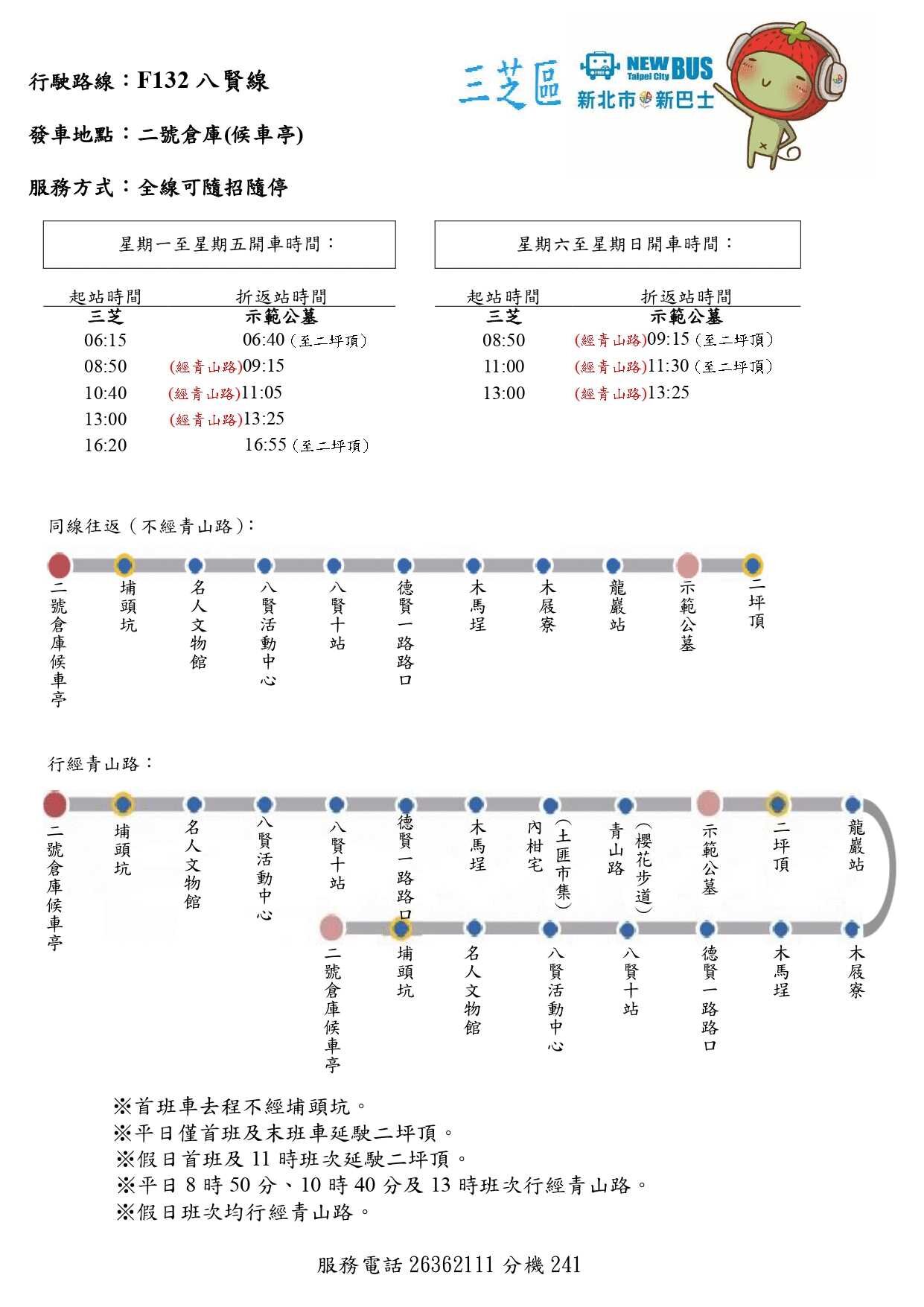 F132公車路線圖-新北市公車