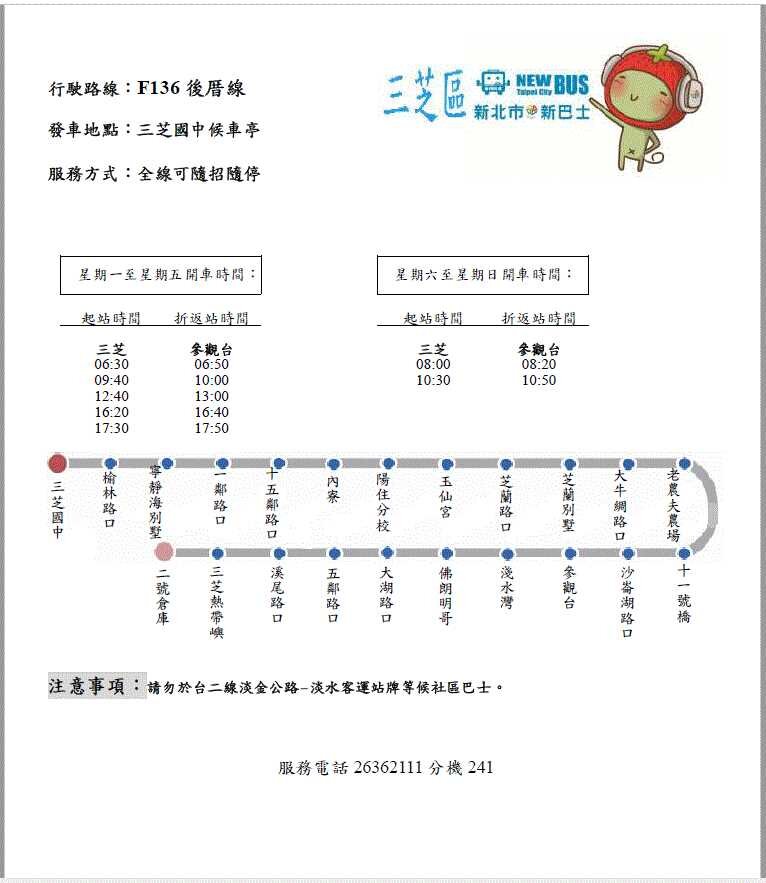 F136公車路線圖-新北市公車