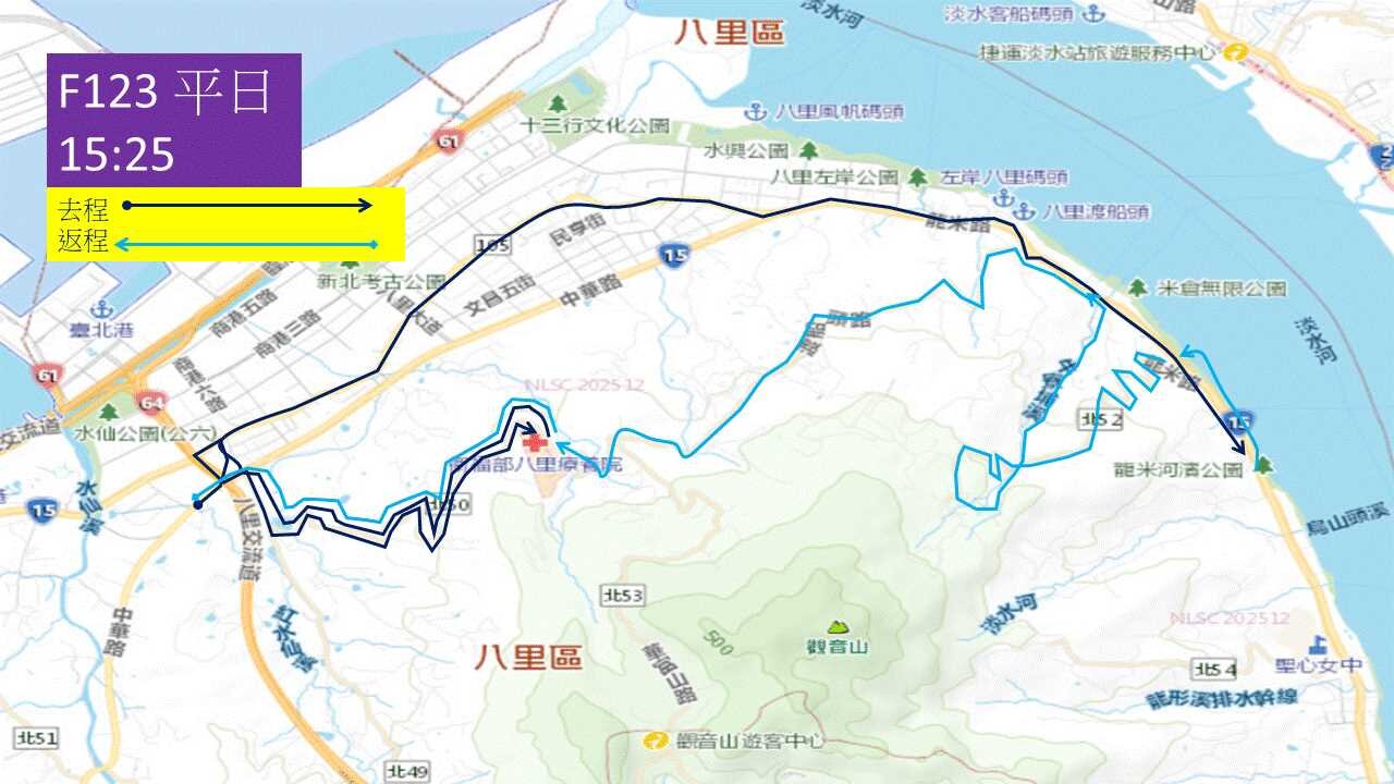 F123-1525公車路線圖-新北市公車