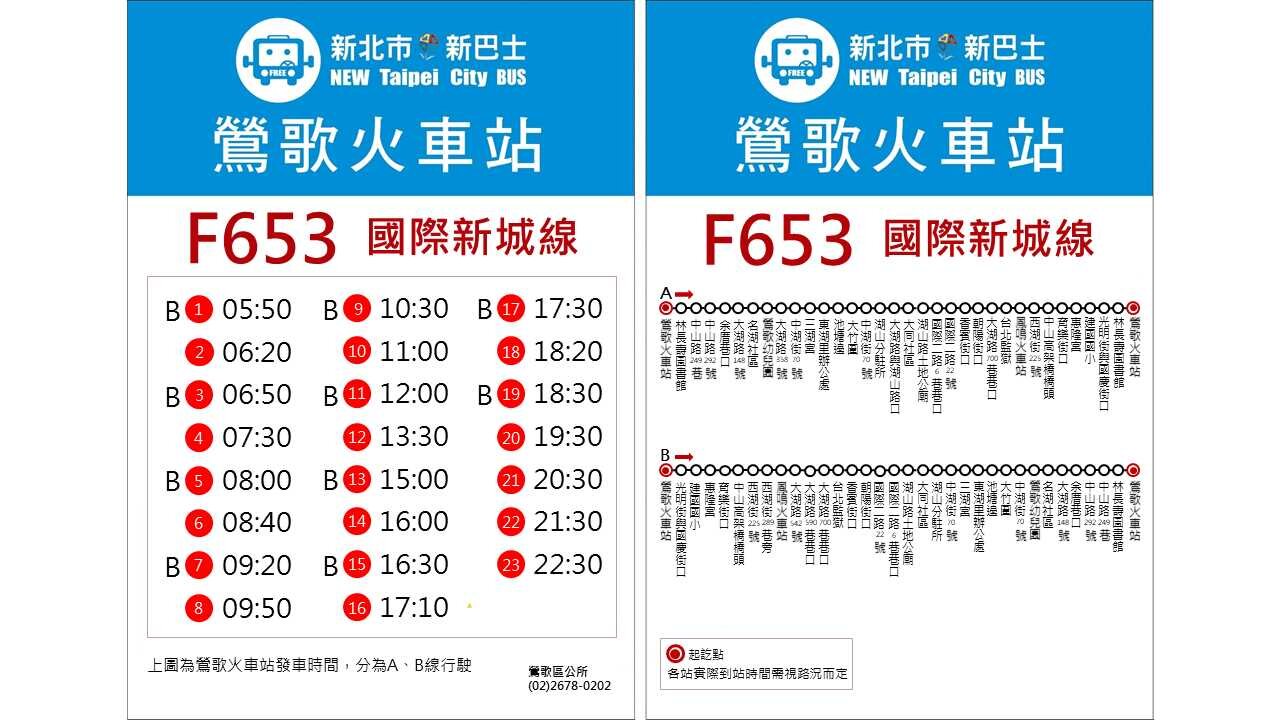 F653B公車路線圖-新北市公車
