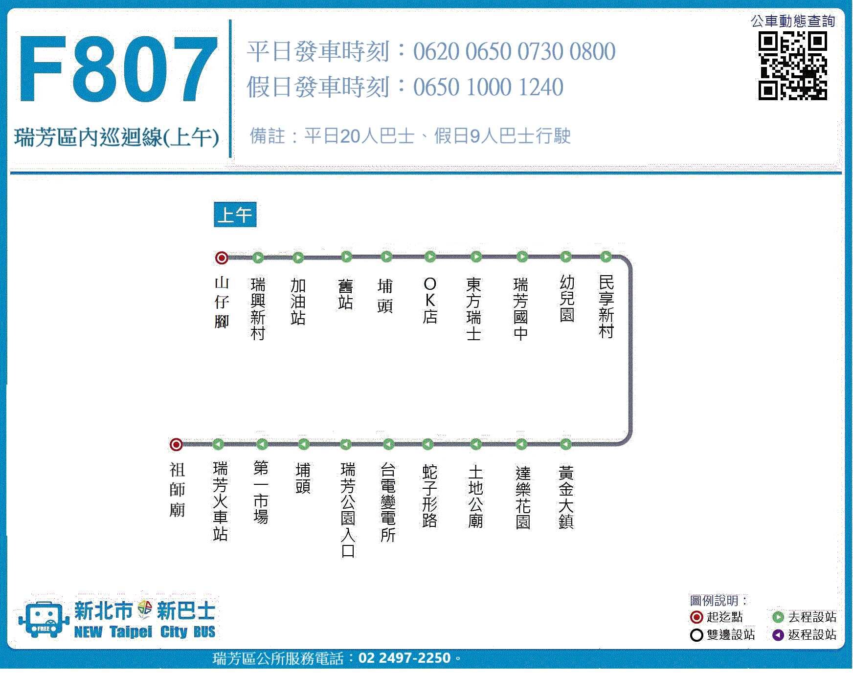 F807上午線公車路線圖-新北市公車