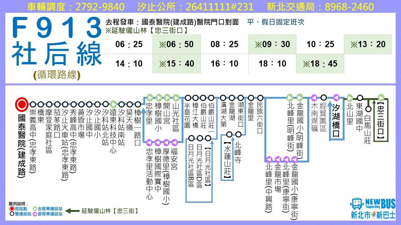 F913公車路線圖-新北市公車
