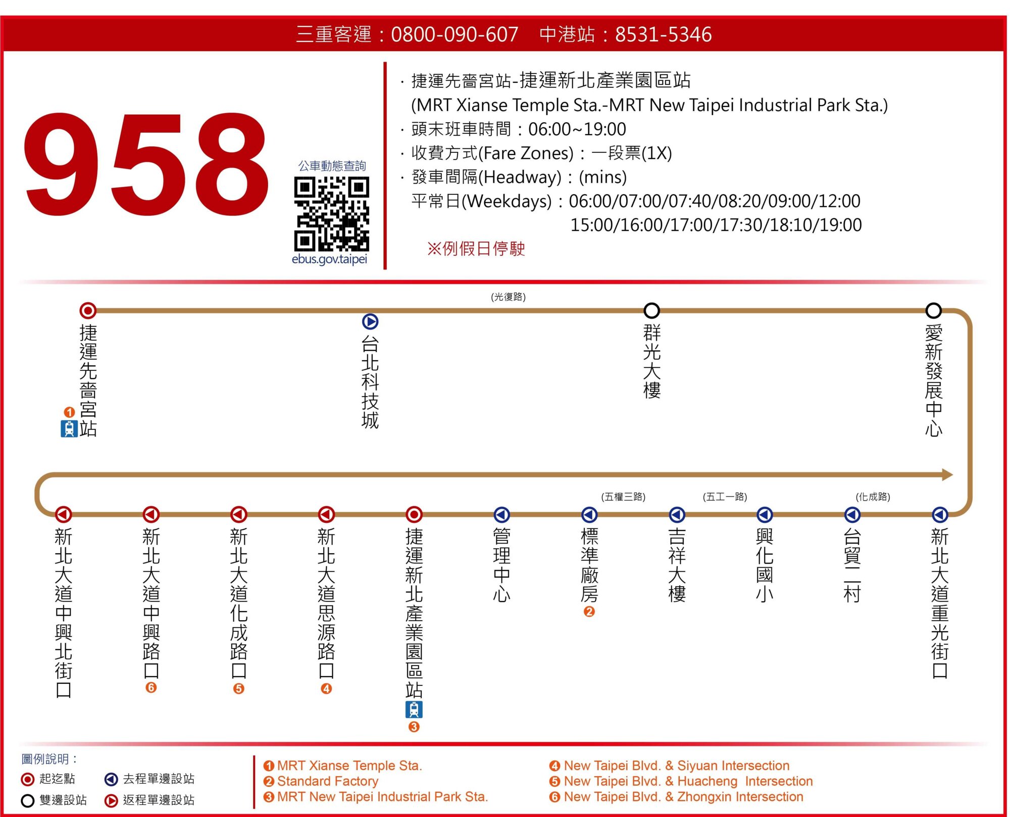 958公車路線圖-新北市公車