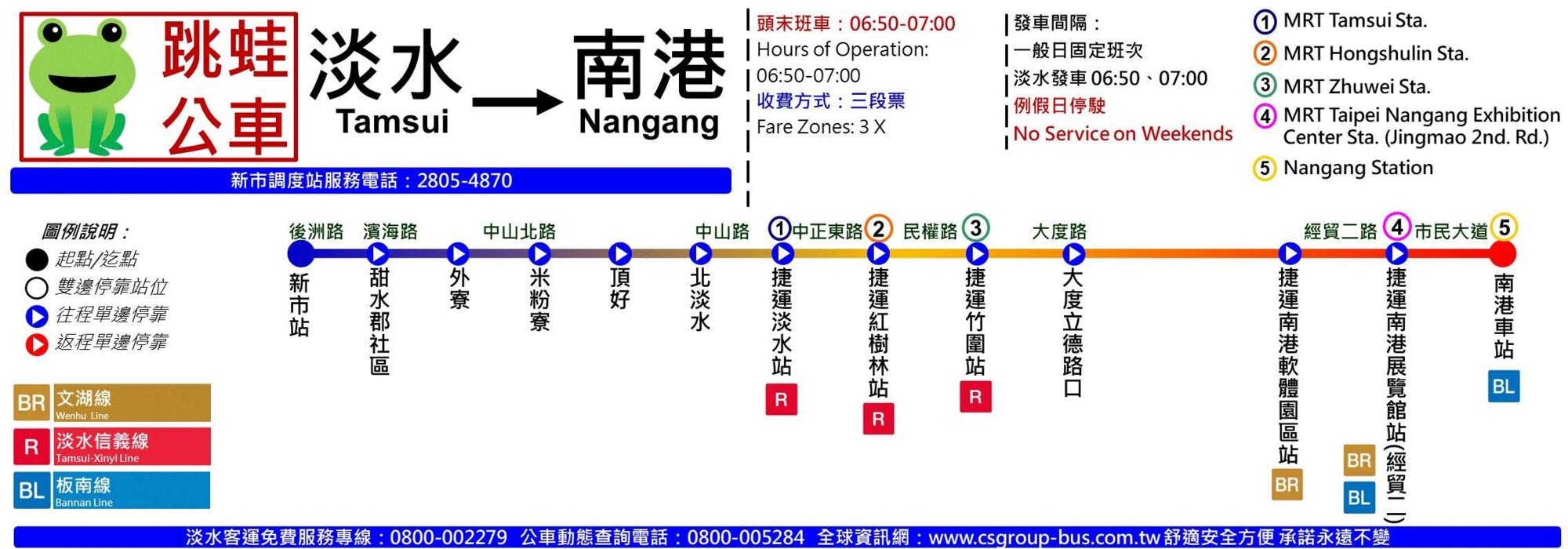 淡水-國道1號-南港車站公車路線圖-新北市公車