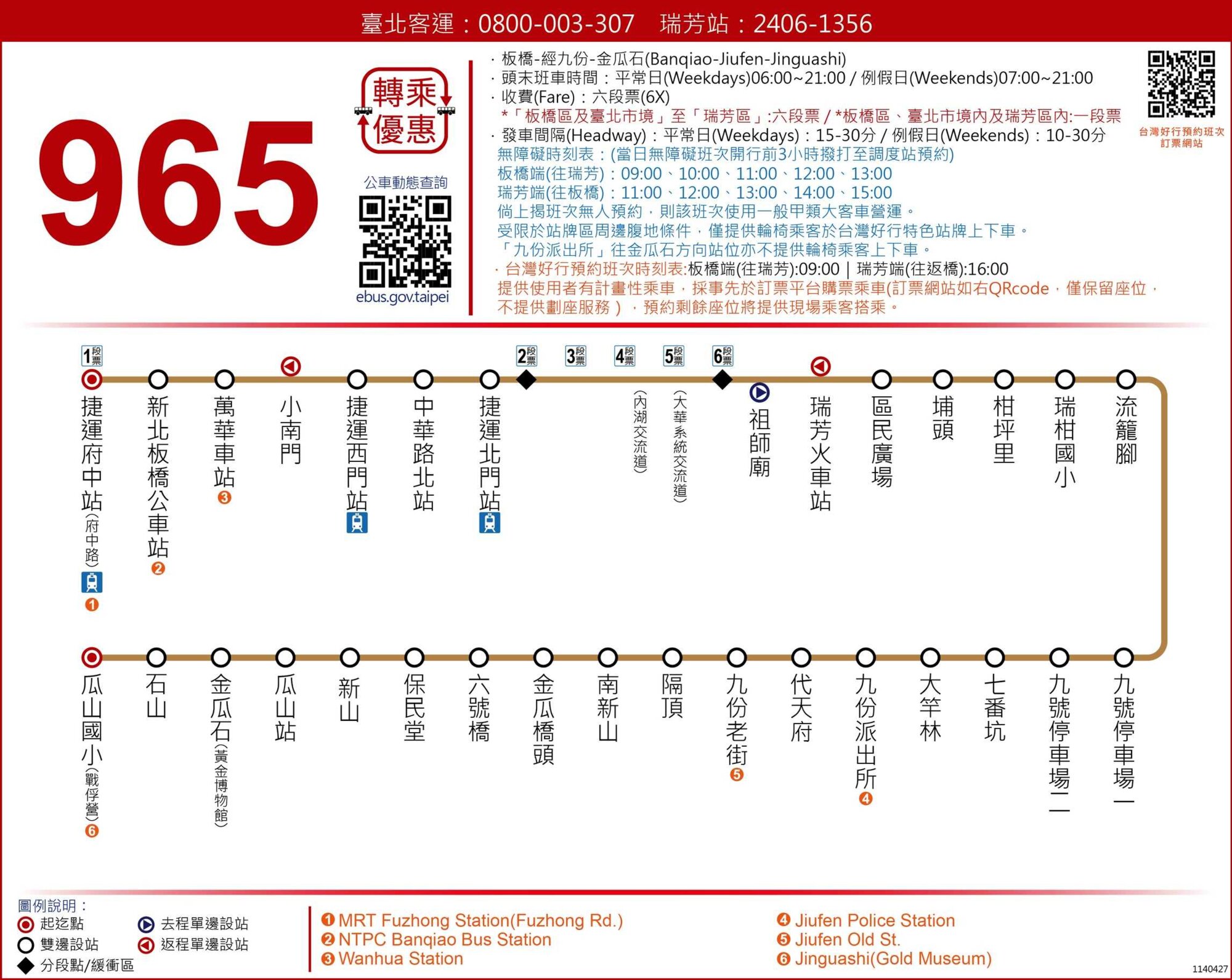 965(台灣好行-九份金瓜石線)公車路線圖-新北市公車