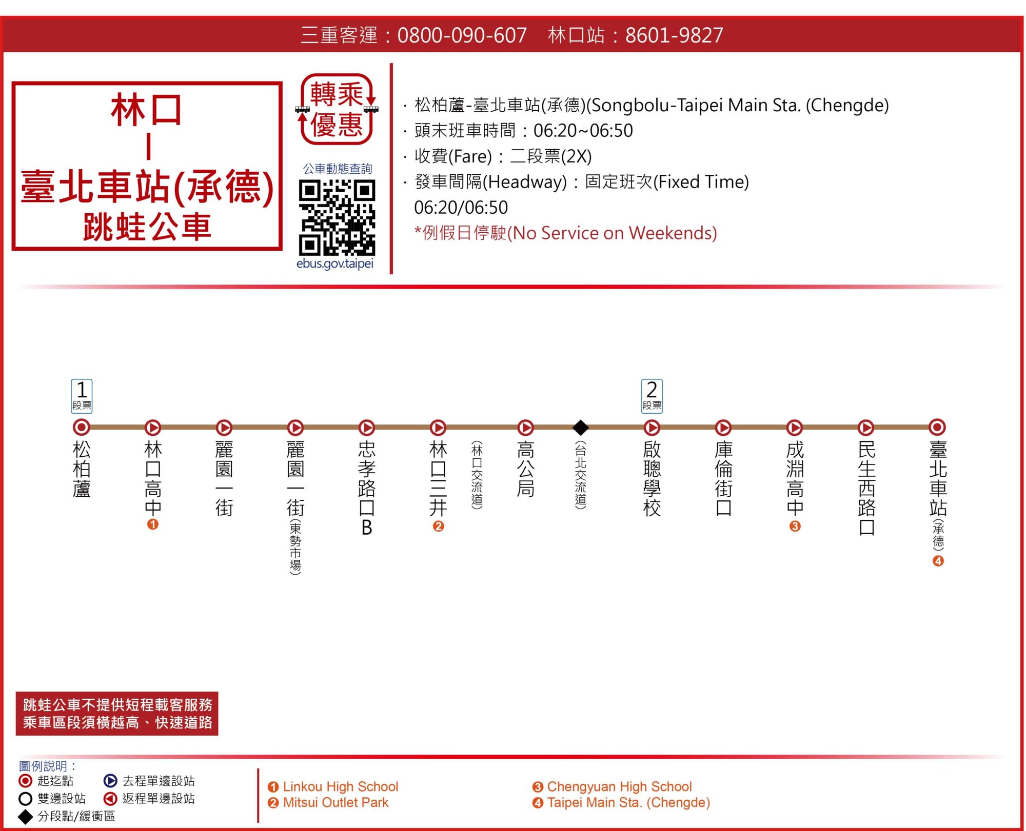 林口-臺北車站(承德)公車路線圖-新北市公車