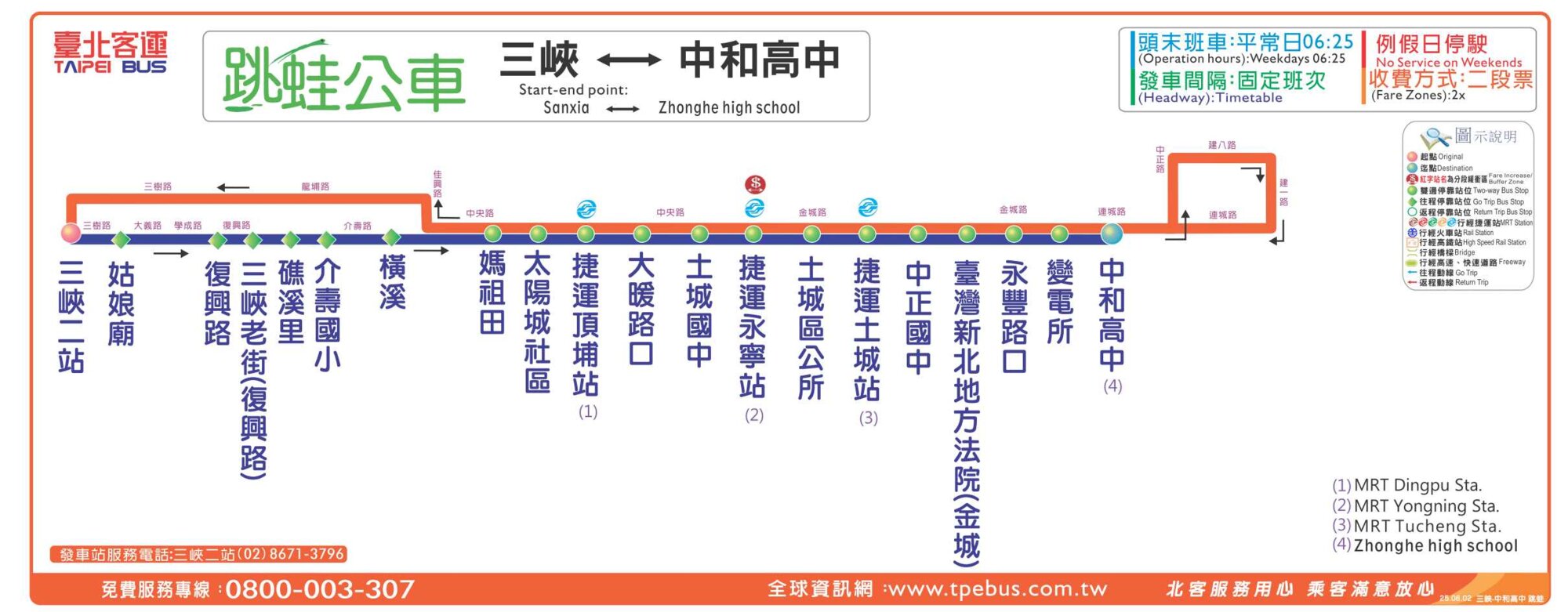 三峽-中和高中公車路線圖-新北市公車