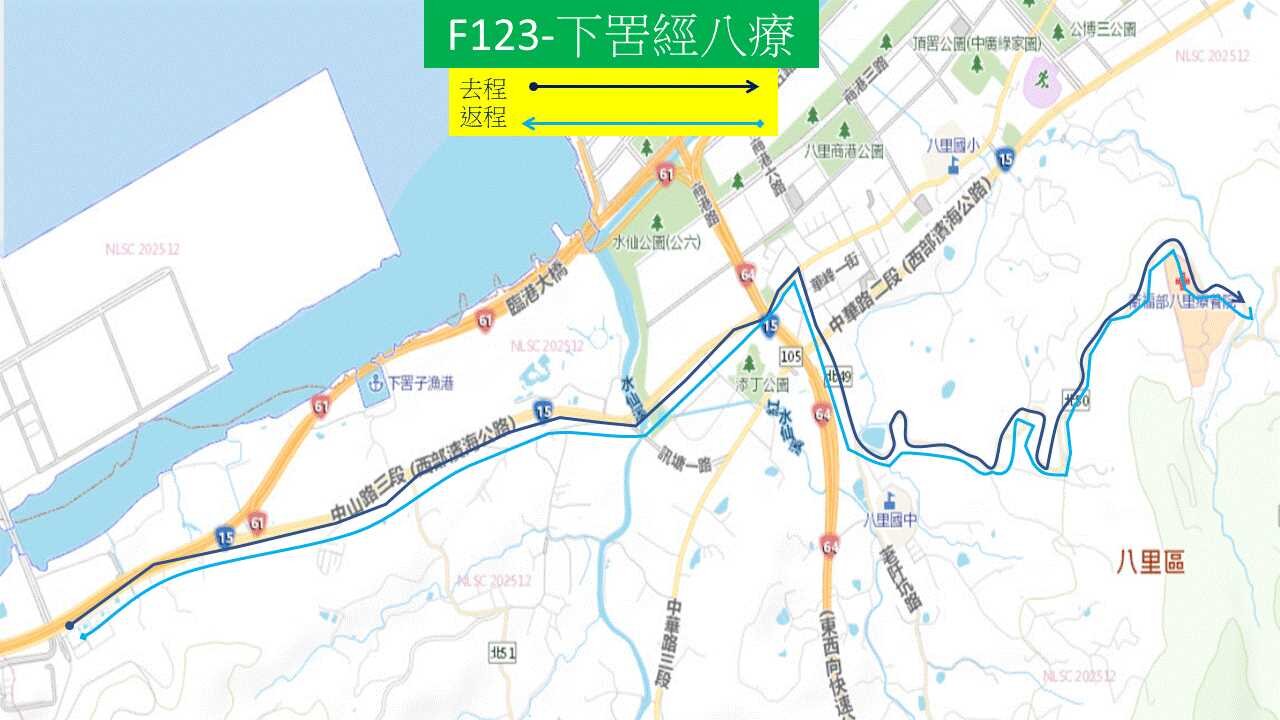 F123Xiagu-Bali SanatoriumBus Route Map-新北市 Bus
