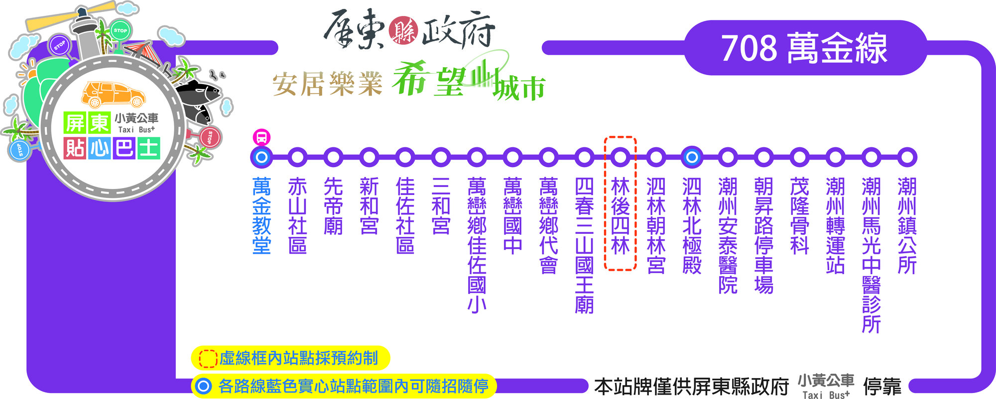 小黃公車708公車路線圖-屏東公車