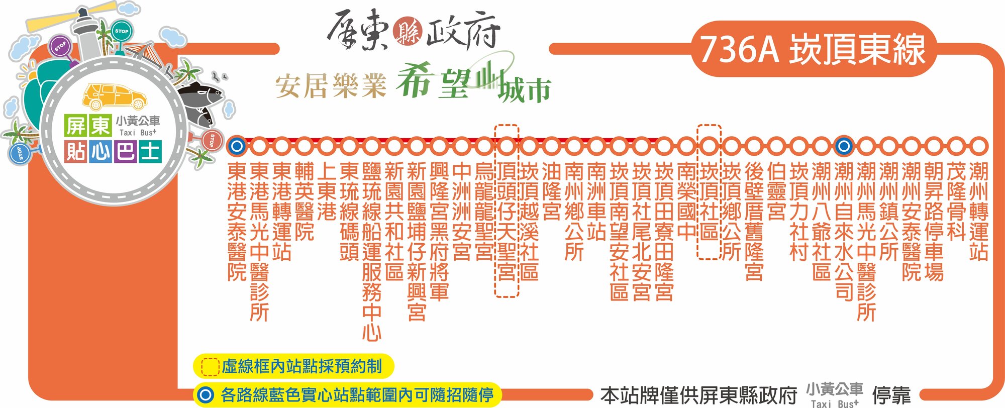 小黃公車736A公車路線圖-屏東公車