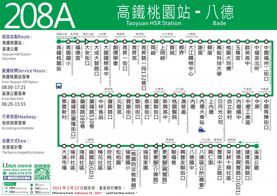 208A公車路線圖-桃園公車