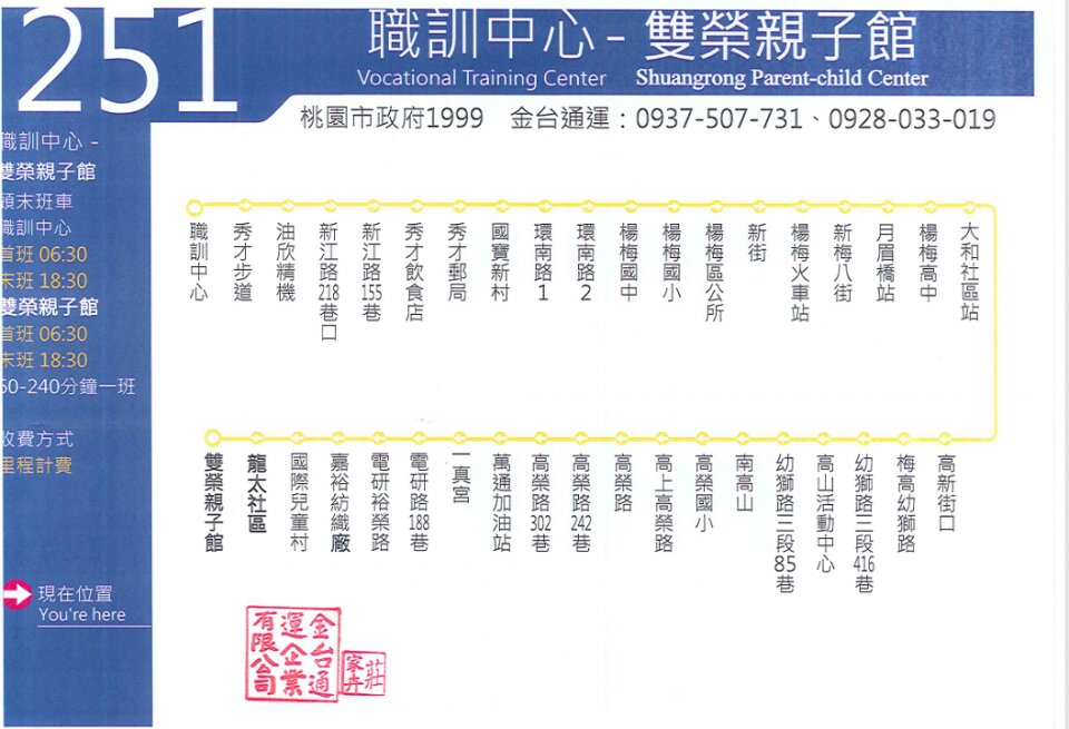 251Bus Route Map-桃園 Bus