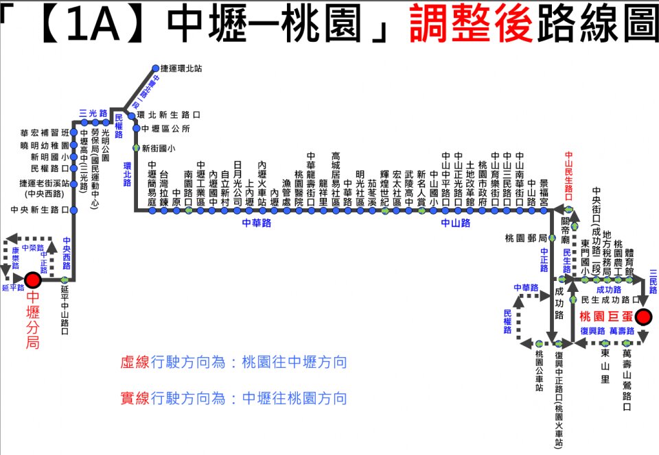 1A公車路線圖-桃園公車
