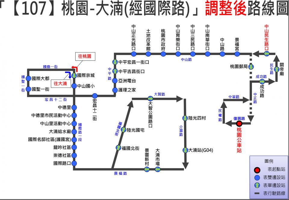 107Bus Route Map-桃園 Bus