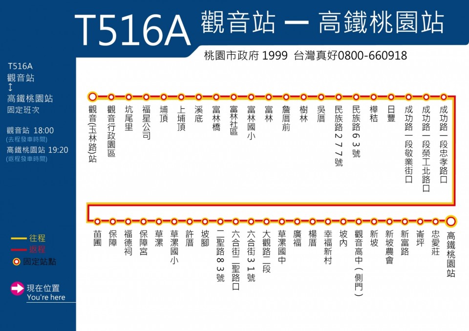 T516A公車路線圖-桃園公車
