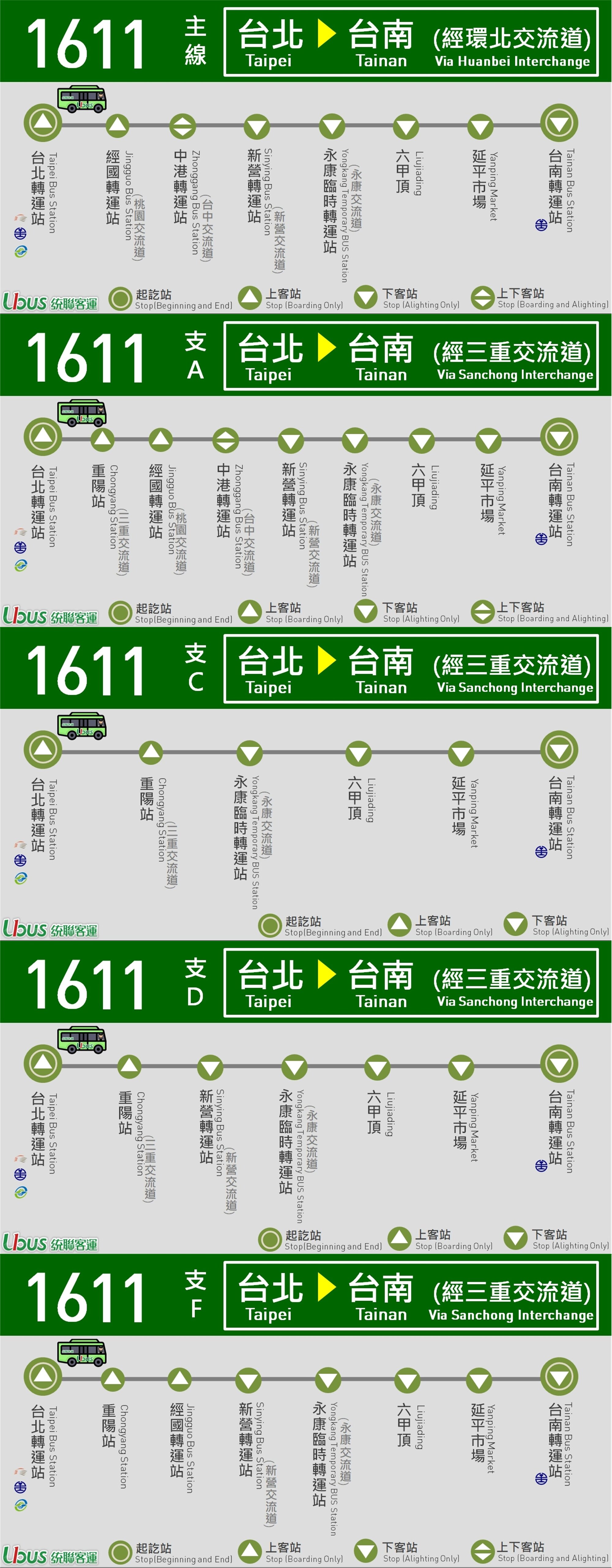 1611公車路線圖-統聯客運