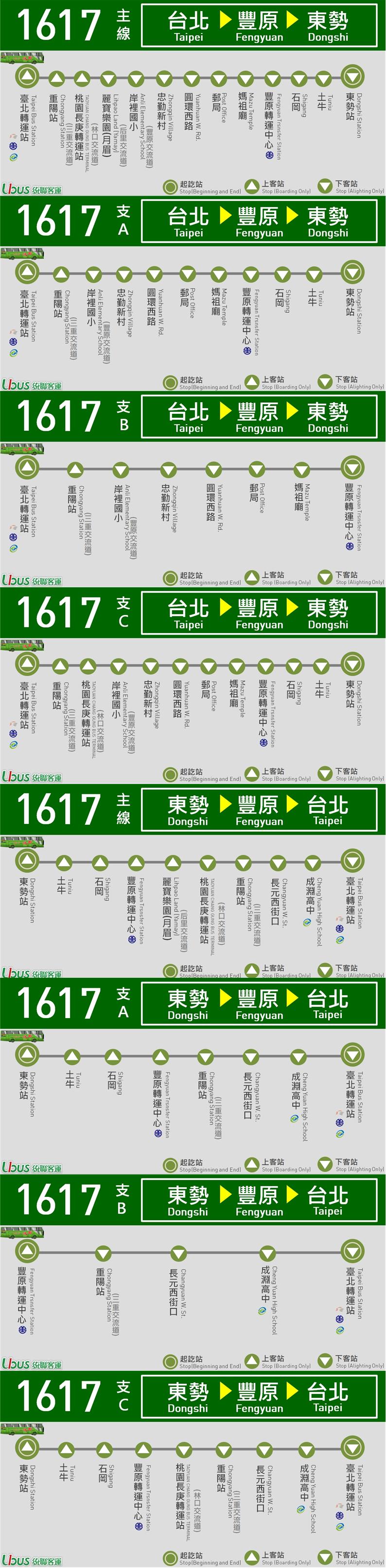 1617公車路線圖-統聯客運