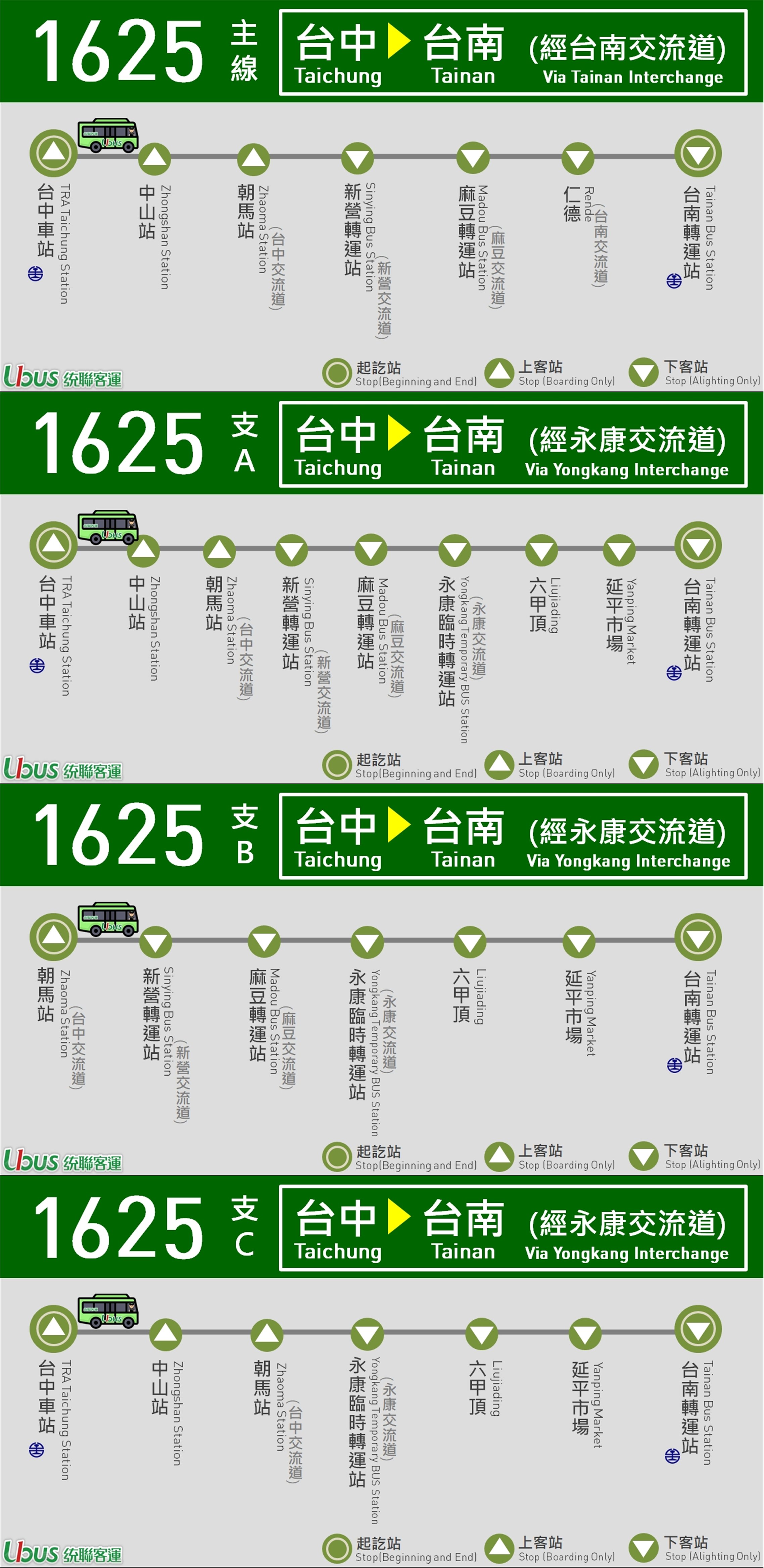 1625公車路線圖-統聯客運