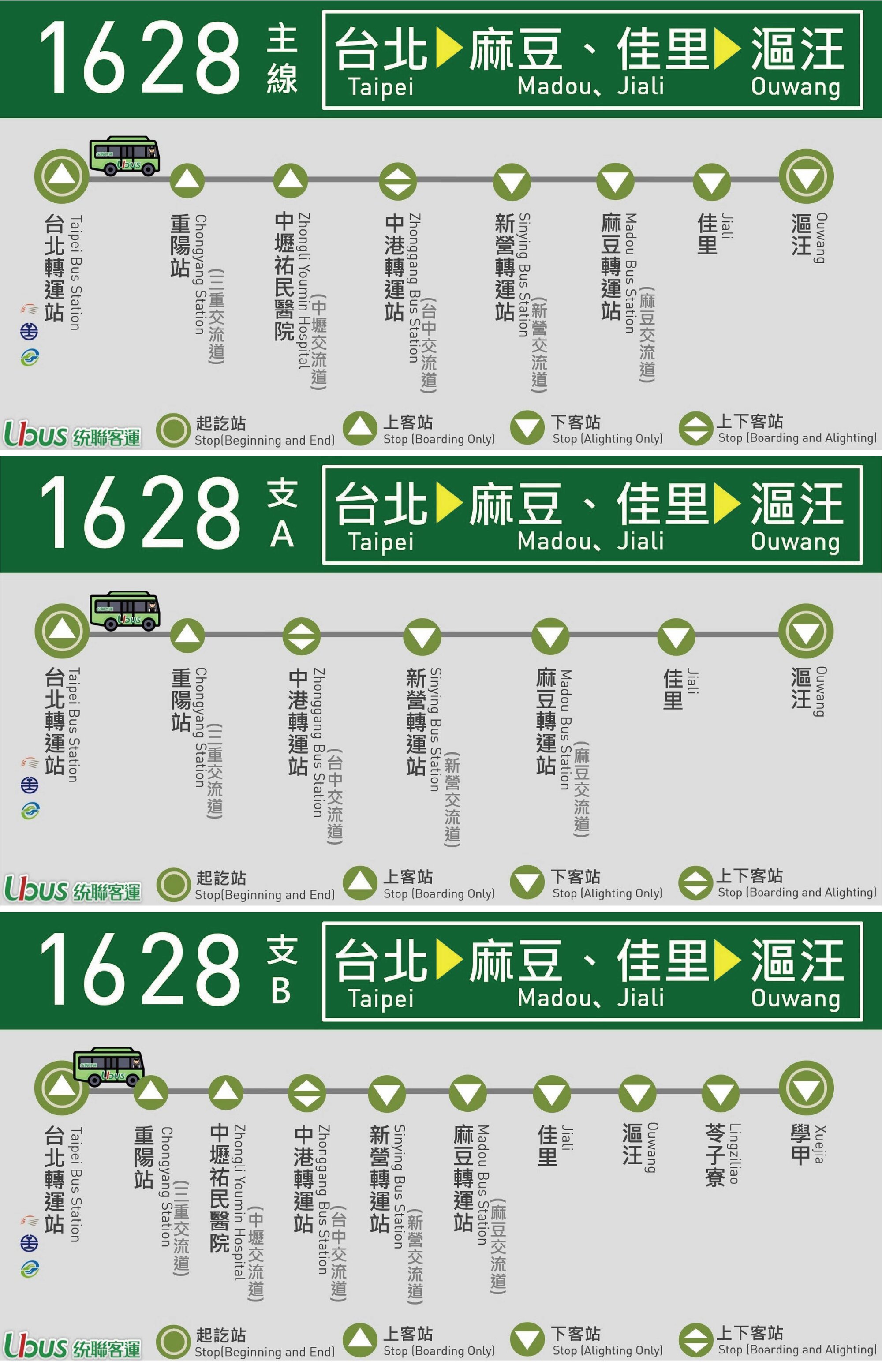 1628公車路線圖-統聯客運