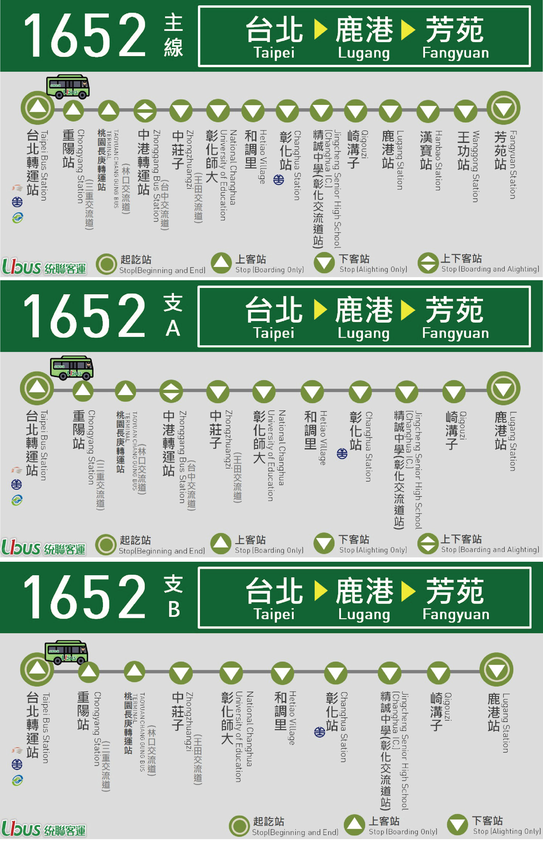 1652公車路線圖-統聯客運