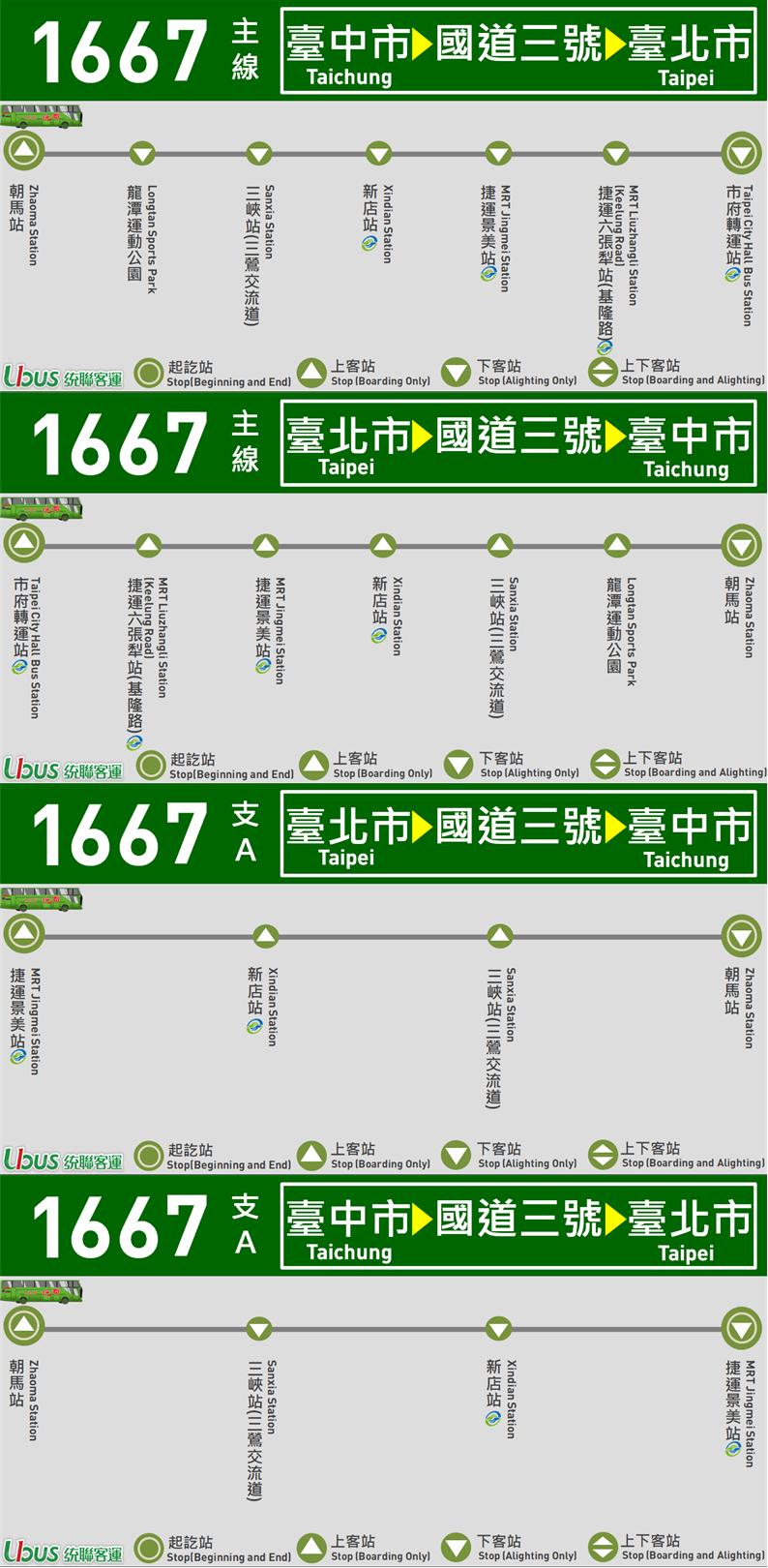 1667公車路線圖-統聯客運