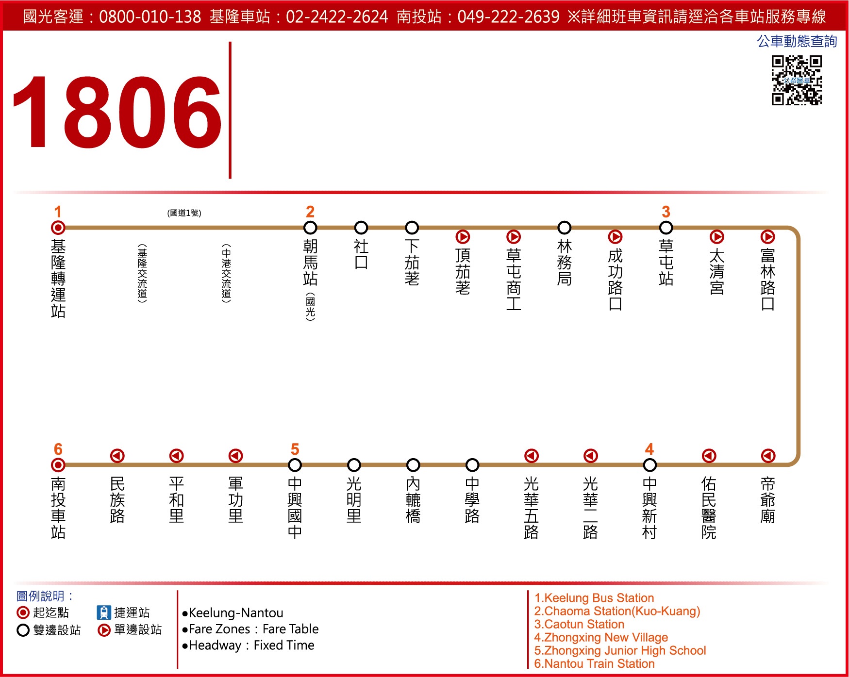 1806Bus Route Map-Kuo-Kuang Motor Transportation