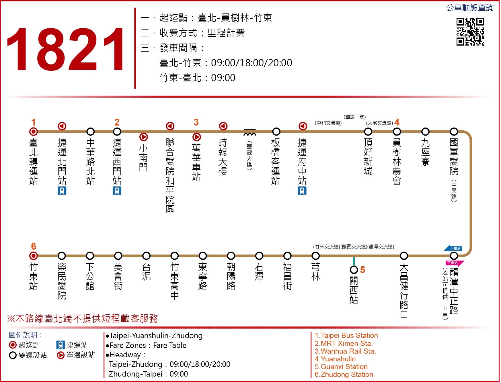 1821Bus Route Map-Kuo-Kuang Motor Transportation