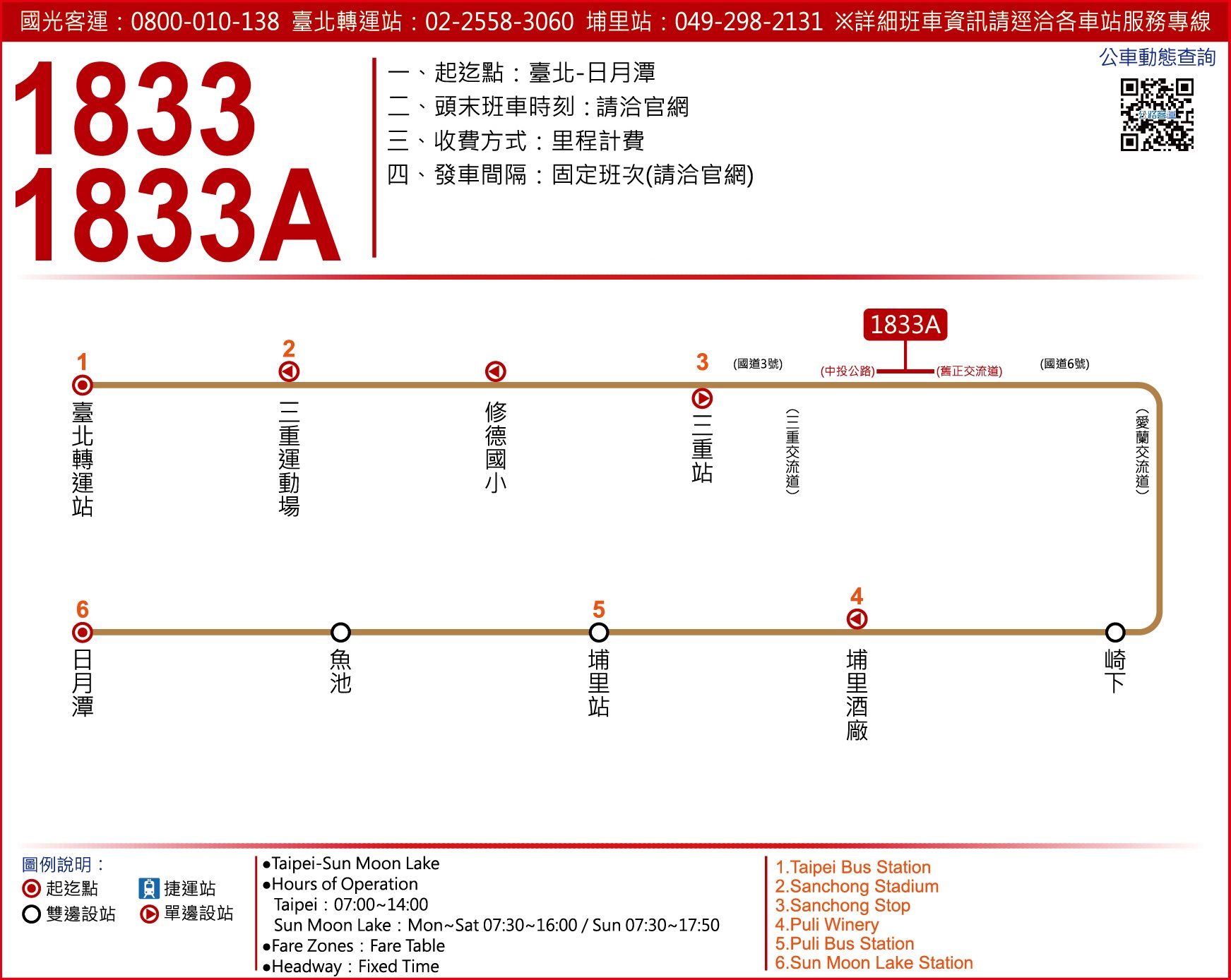 1833公車路線圖-國光客運