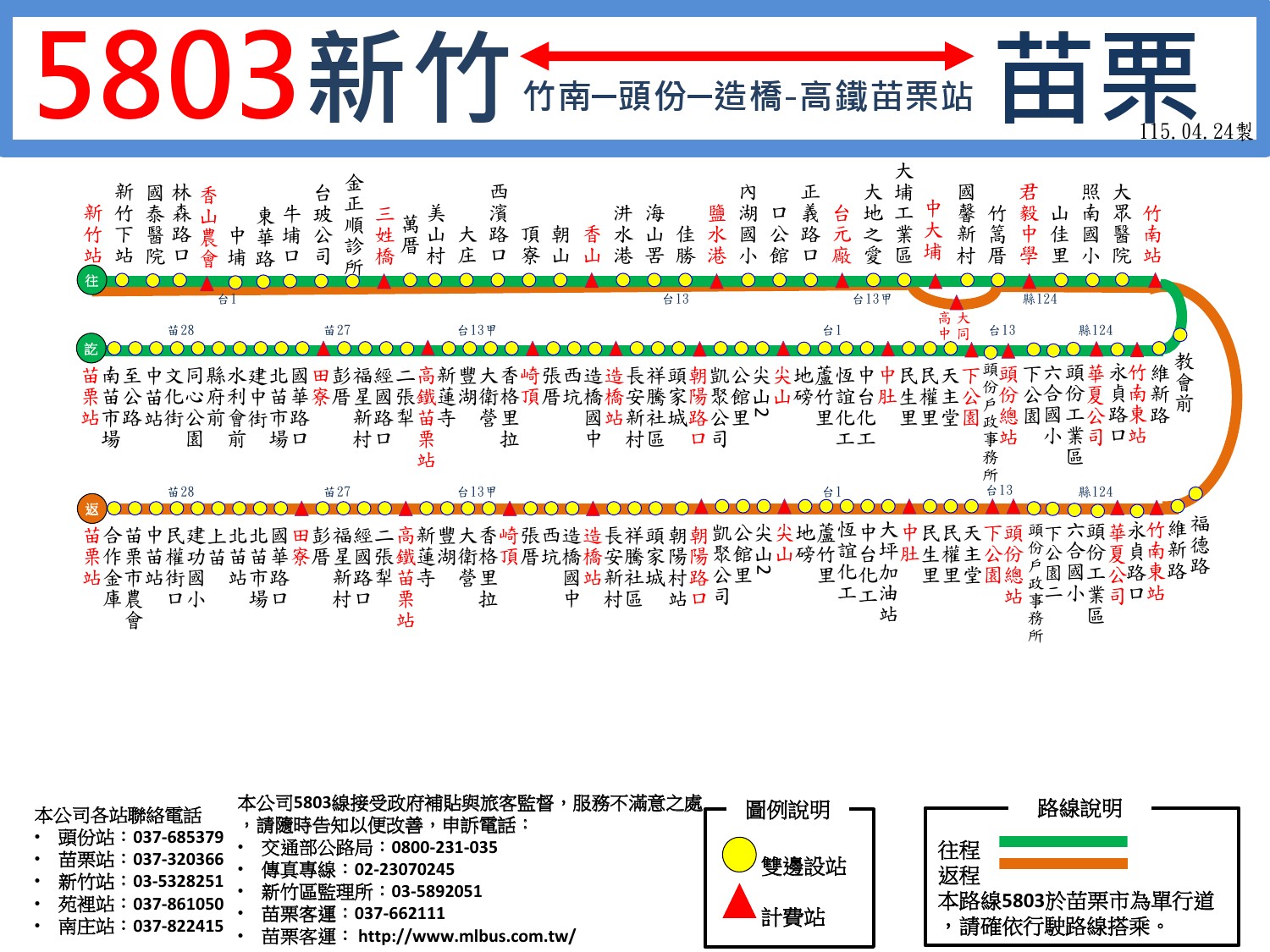 5803公車路線圖-苗栗客運