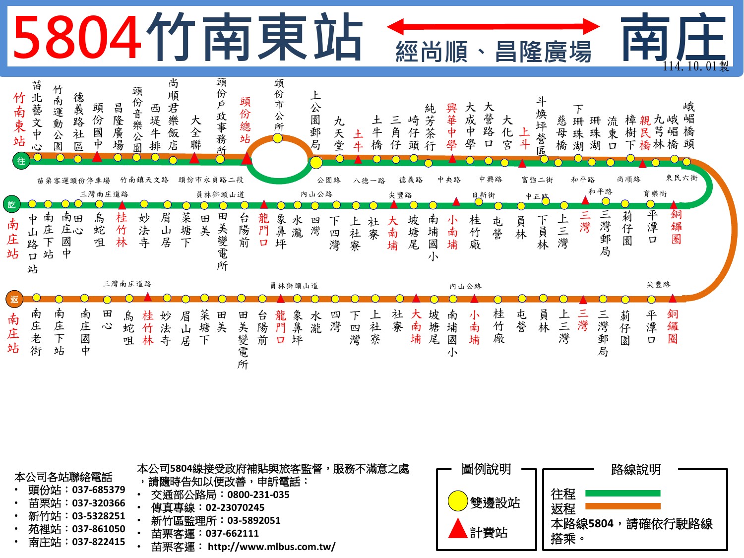 5804公車路線圖-苗栗客運