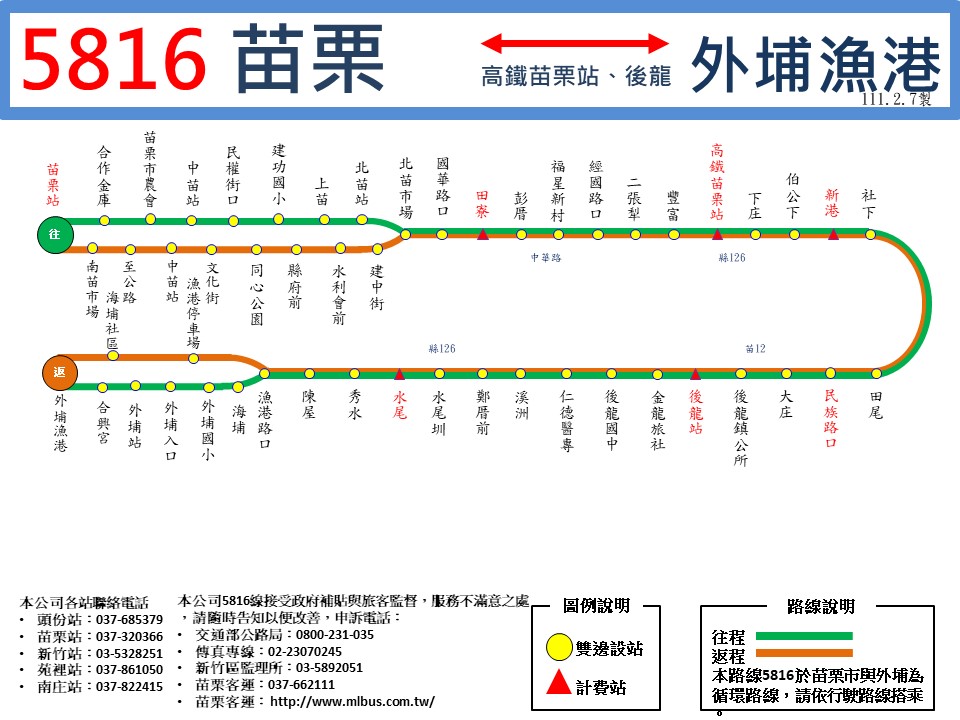 5816Bus Route Map-Miaoli Bus