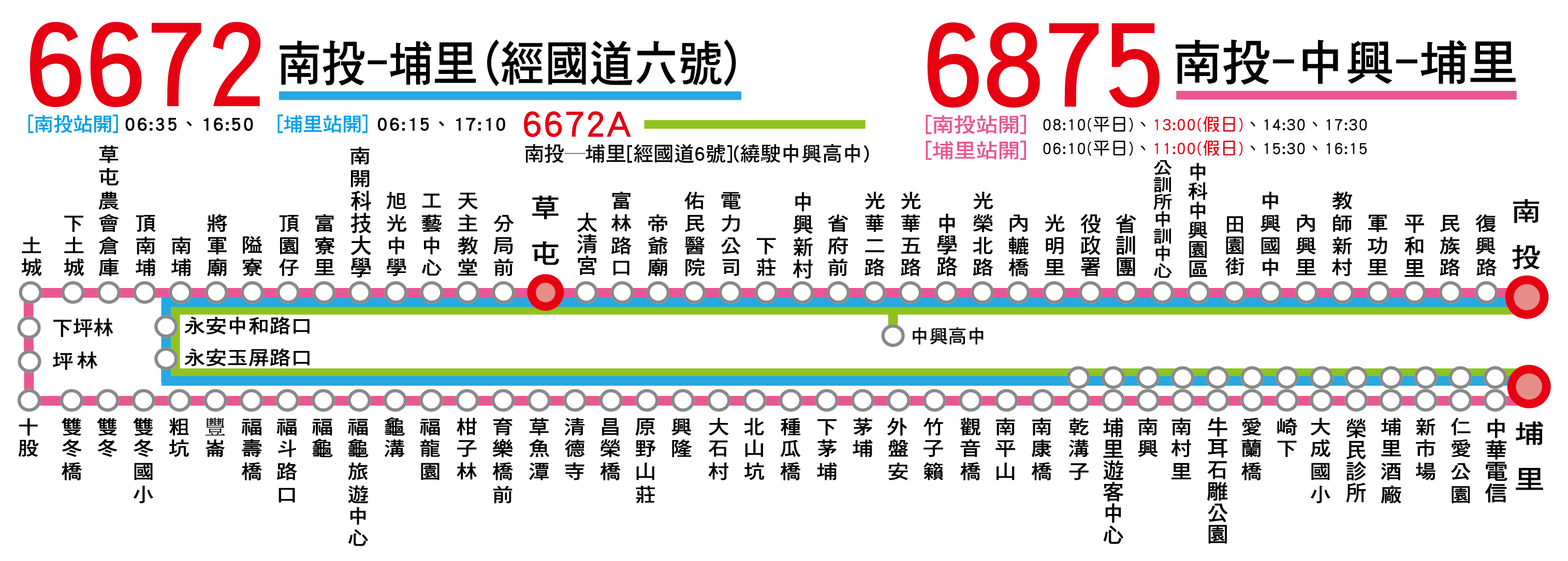 6672公車路線圖-南投客運