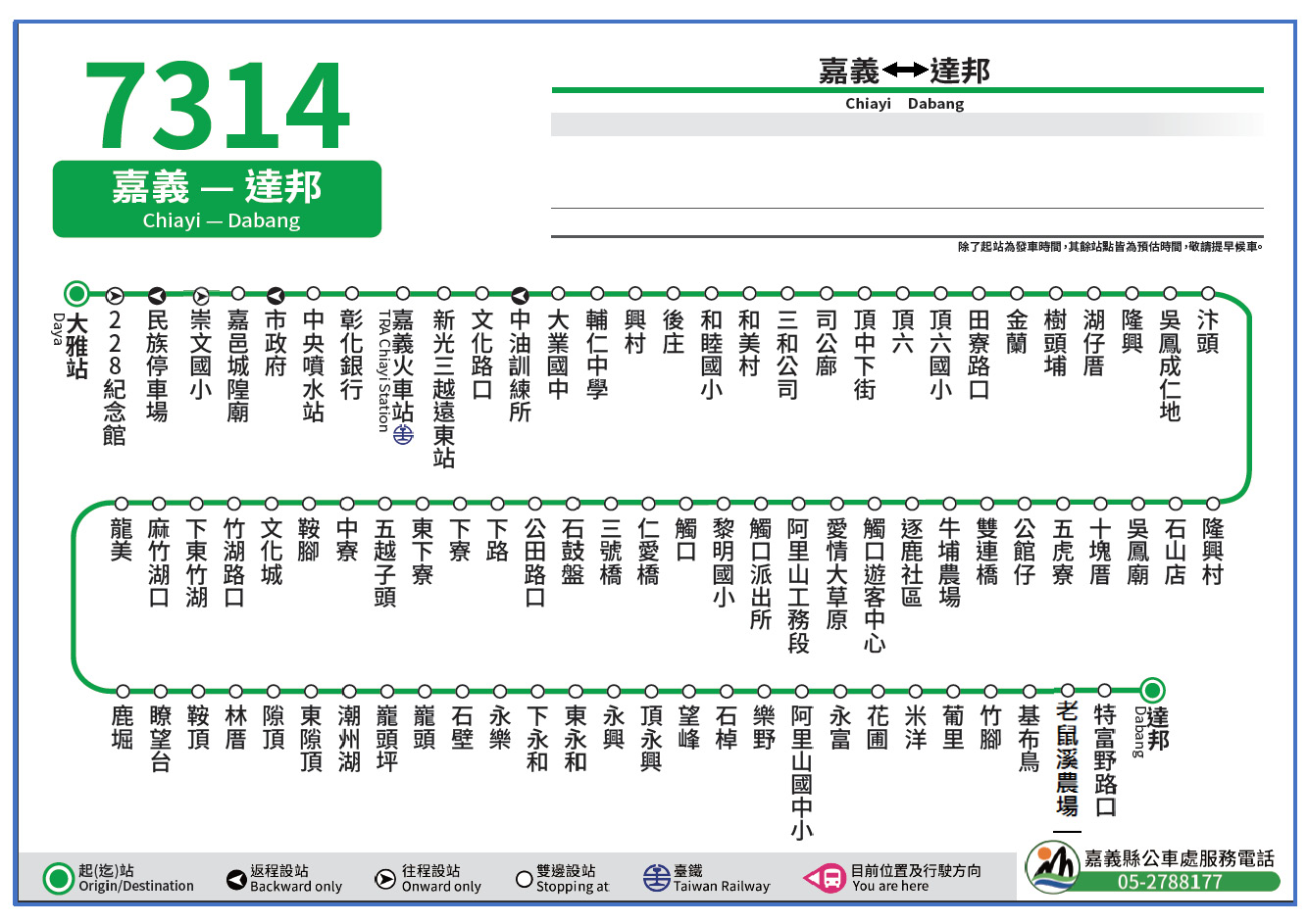 7314公車路線圖-嘉義縣公車處