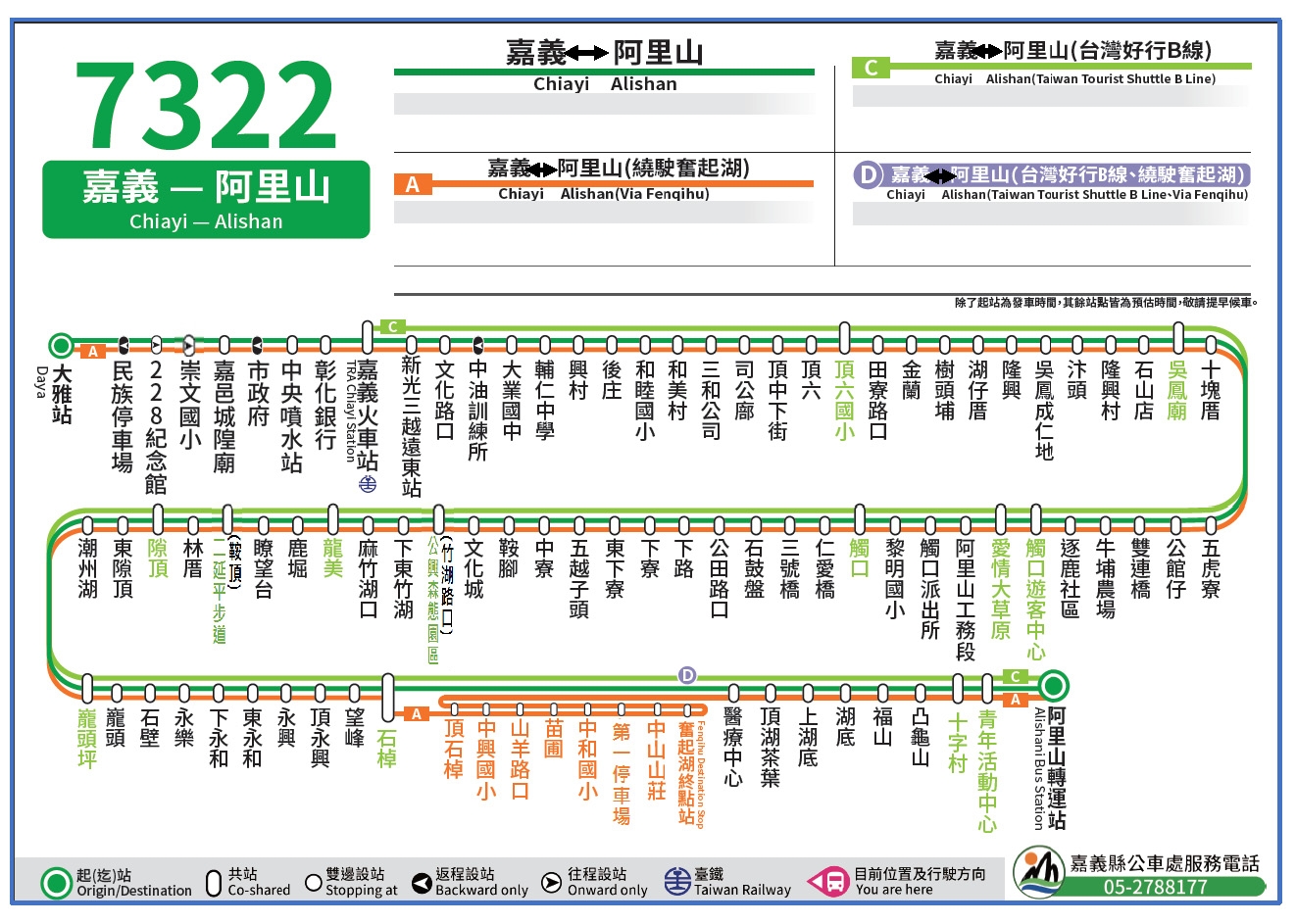 7322Bus Route Map-Chiayi County Bus