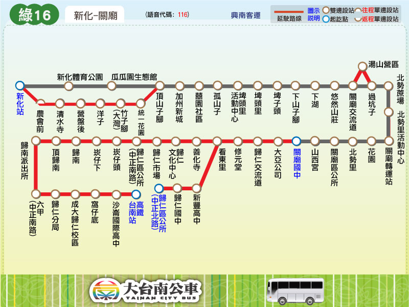 綠16公車路線圖-台南公車