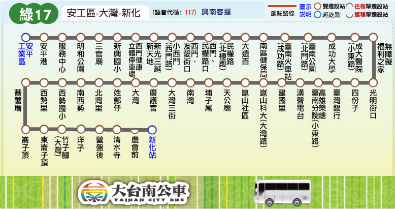 綠17公車路線圖-台南公車